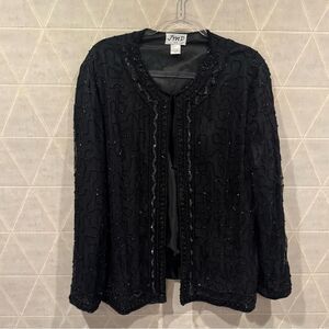 JMD New York 100% Silk Vintage Black Beaded Sequin Jacket
